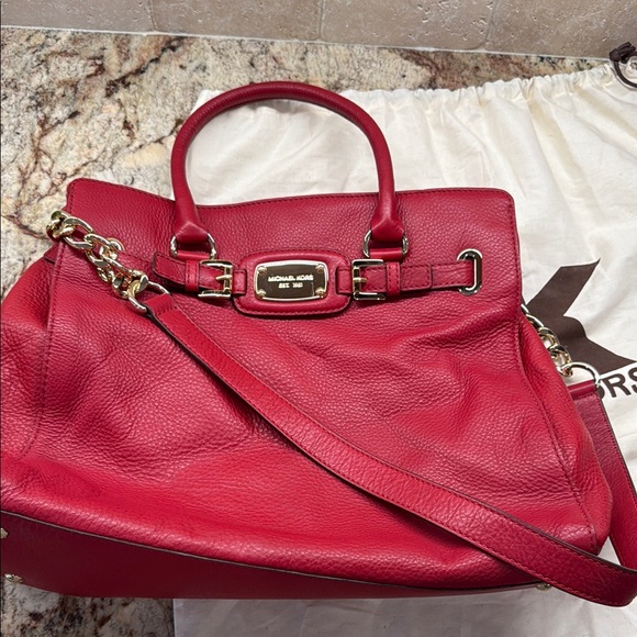 Michael Kors Red and Gold Shoulder Bag with Detachable Long Strap - Picture 1 of 10